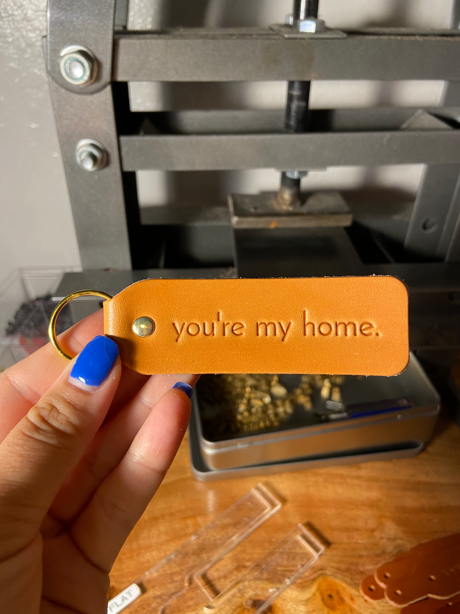 "You're My Home." Script Keychain